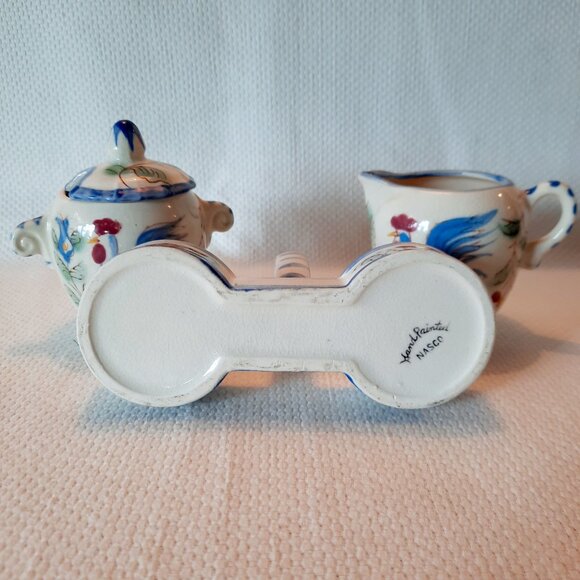 Vintage Nasco Blue Rooster Creamer and Sugar Bowl Set - Picture 6 of 8